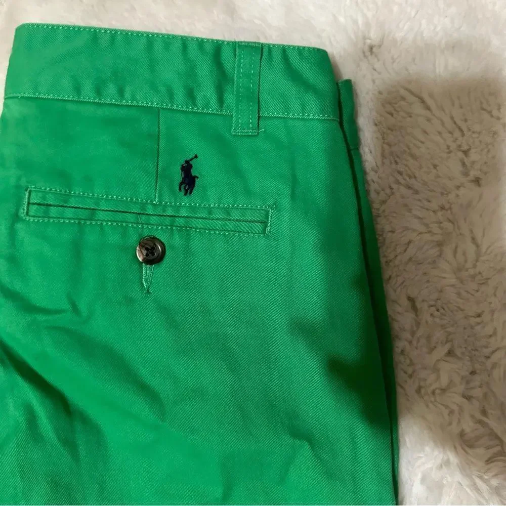 Polo Ralph Lauren Youth Boys Chino Pants Flat Front Green-Blue Pony
